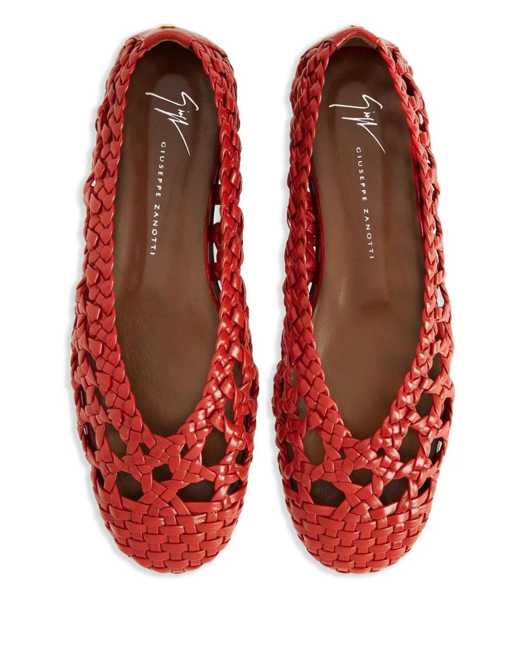 Giuseppe Zanotti Red Georgia Cage Ballet Flats
