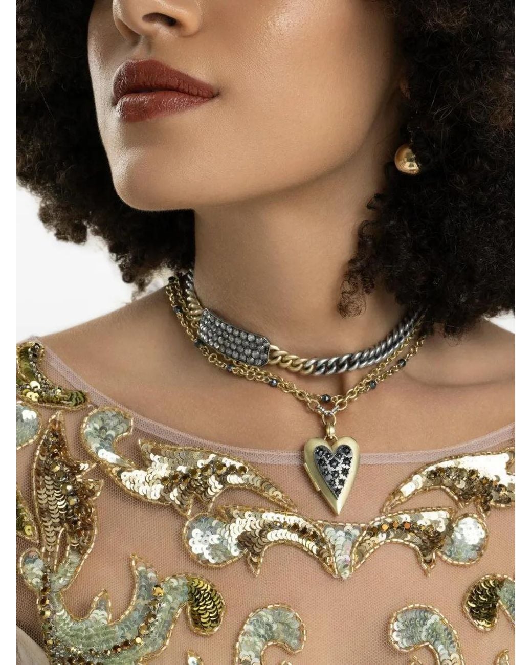 Sylva & Cie Metallic Collier Multi-Rangs En Argent