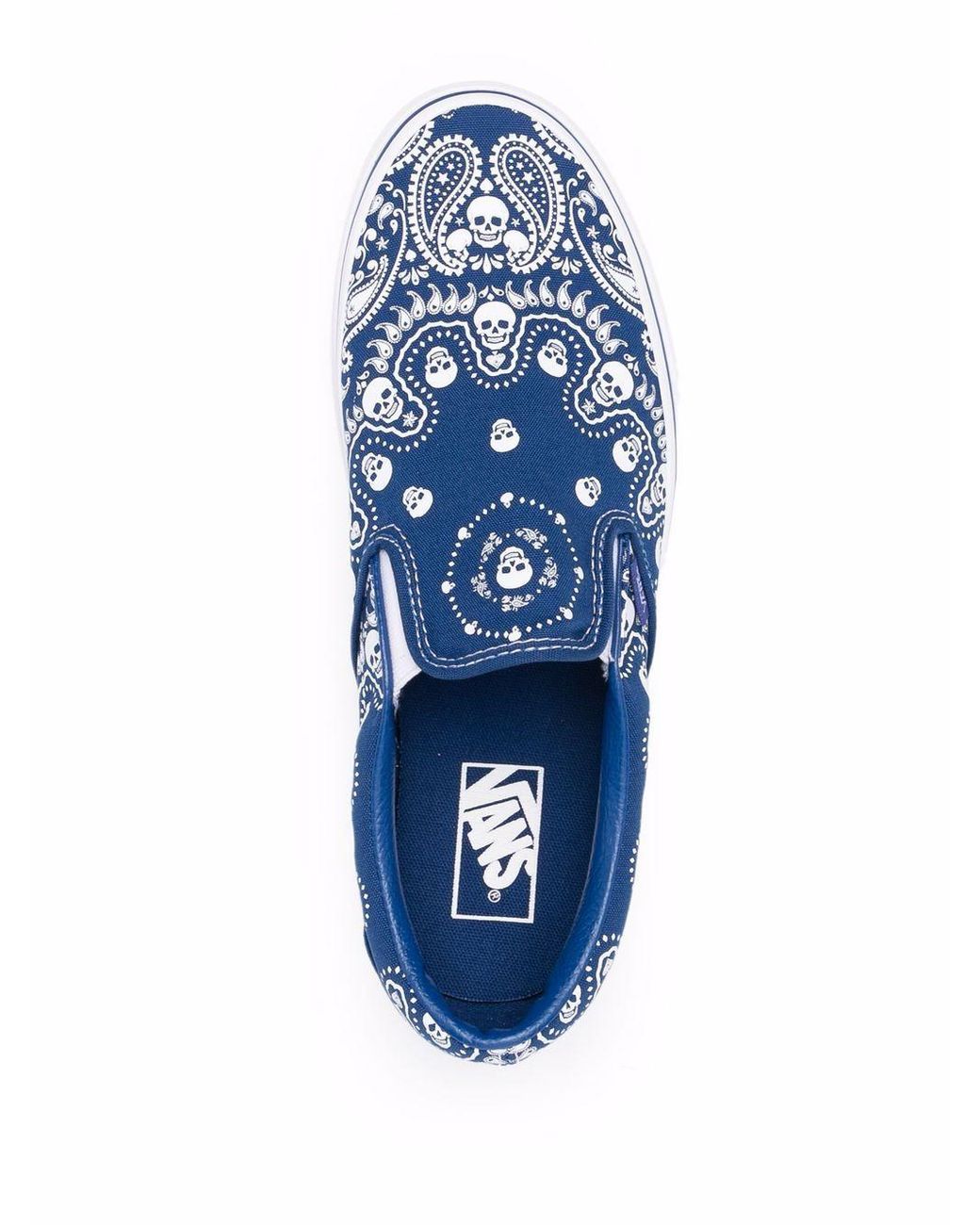 Vans Bandana Skull-print Classic Slip-on Sneakers in Blue for Men | Lyst