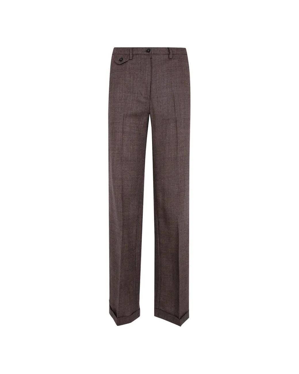 Seventy Brown Houndstooth-Pattern Wool Trousers