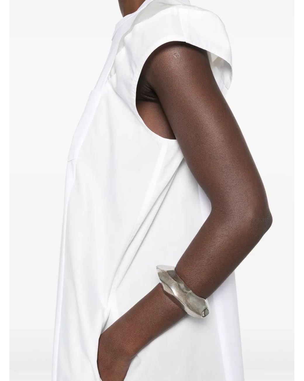 Sacai White Popeline X Cotton Jersey Dress