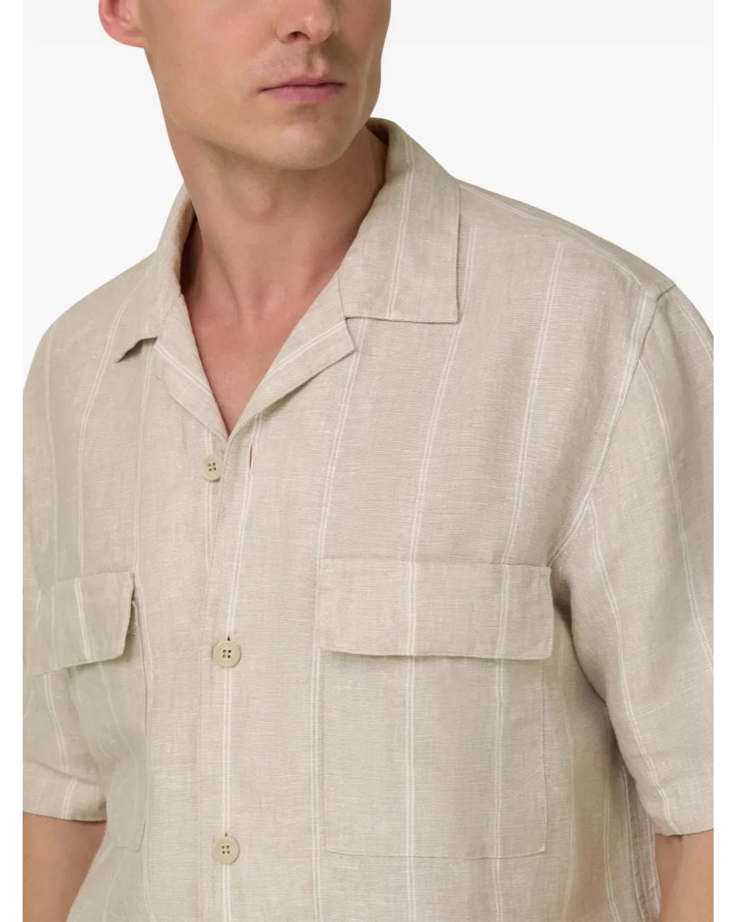 Boggi White Regular Fit Pinstripe Linen Shirt for men