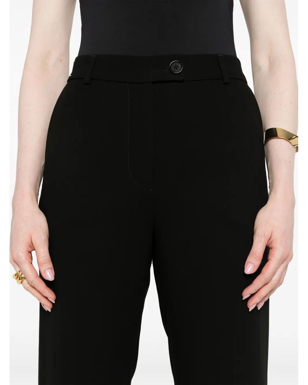 Totême Black Relaxed Straight Trousers