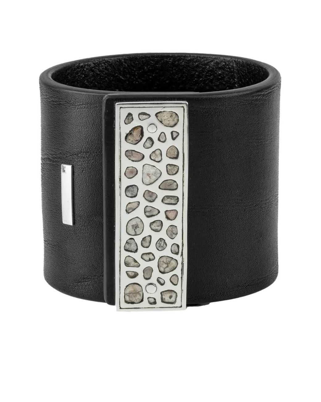 Parts Of 4 Black Sterling And Diamond Strap Bracelet