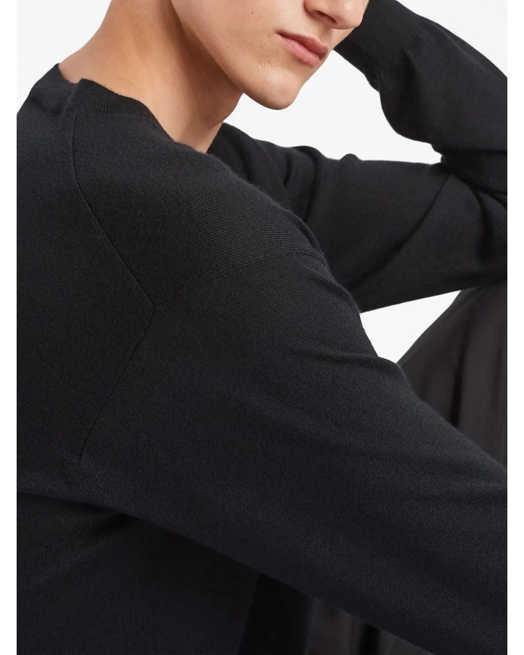 Prada Blue Sweater Crew Neck Superfine Cashmere for men