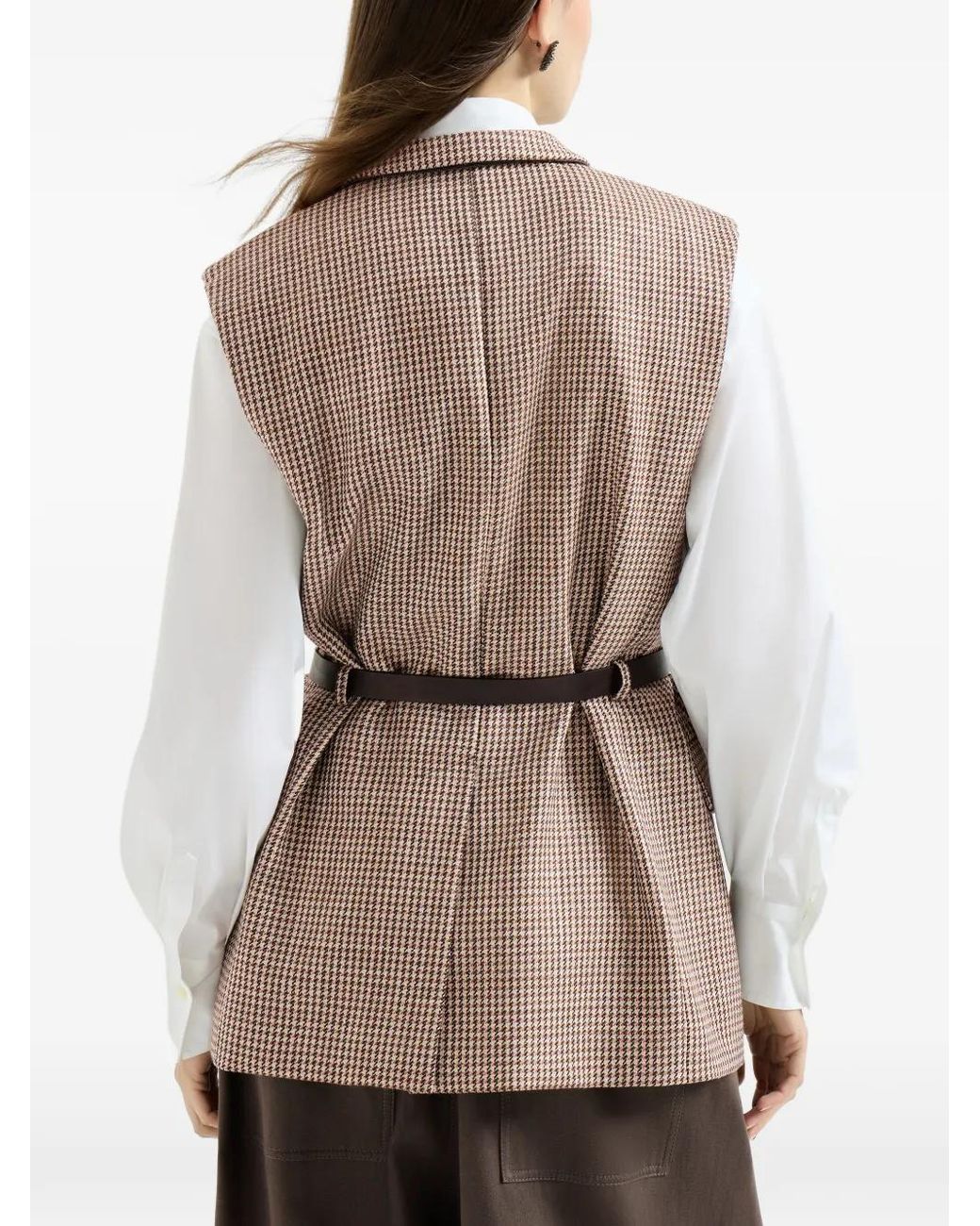 Brunello Cucinelli Natural Sparkling Houndstooth Vest