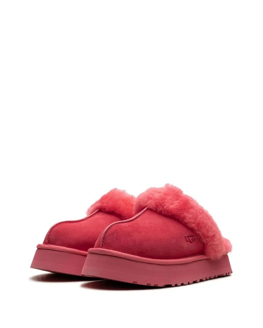 Ugg Red Disquette Shearling Platform Slippers