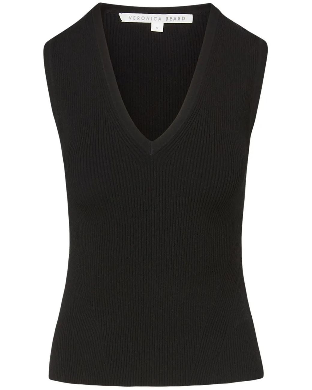 Veronica Beard Black Sid Ribbed-Knit Top
