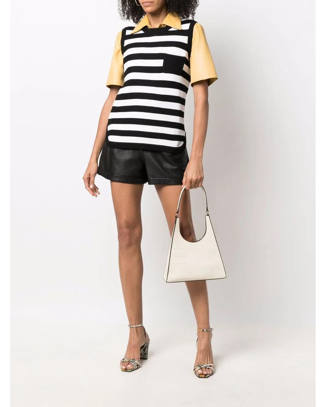 Ferragamo Black Stripe-Pattern Virgin-Wool Vest
