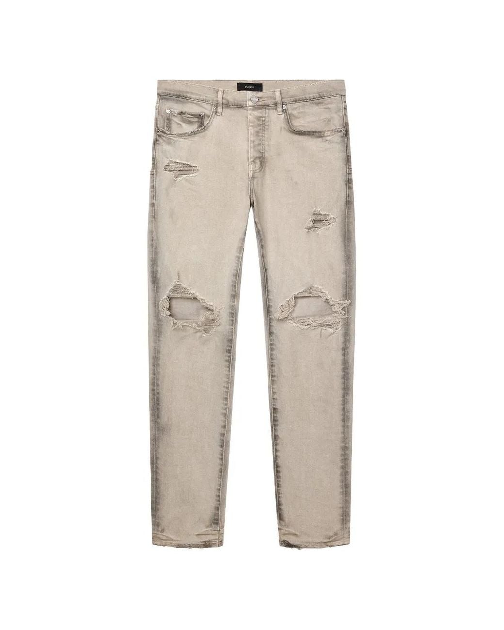 Purple Brand Natural Belt-Loop Distressed-Effect Jeans for men