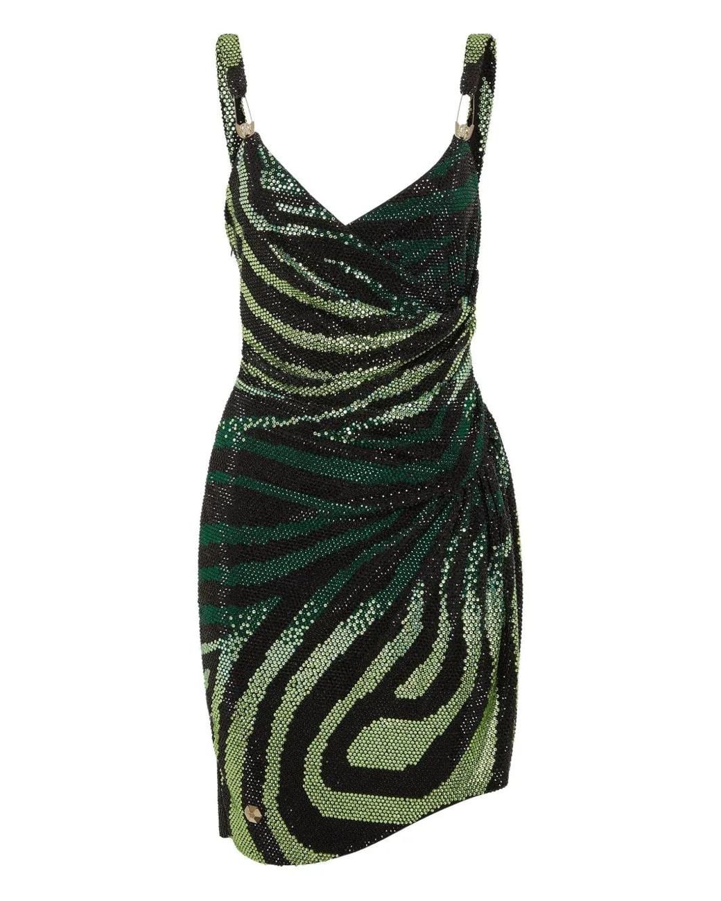 Philipp Plein Green 'Mini Dress Crystal'