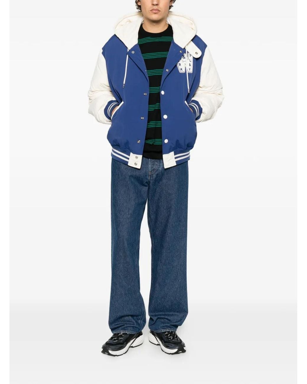 KENZO Blue Work And Play Down Hooded Jacket for men