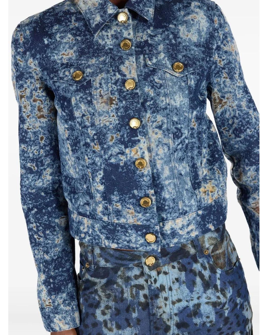Roberto Cavalli Blue Veste En Jean À Effet Délavé