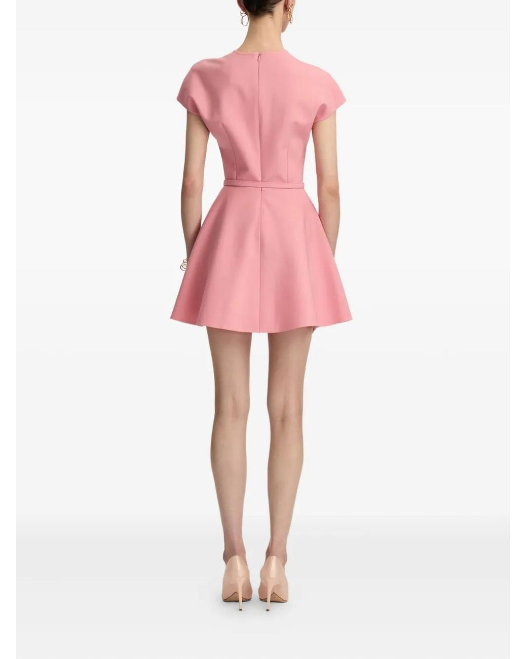 Oscar de la Renta Pink Split-Neck Mini Dress