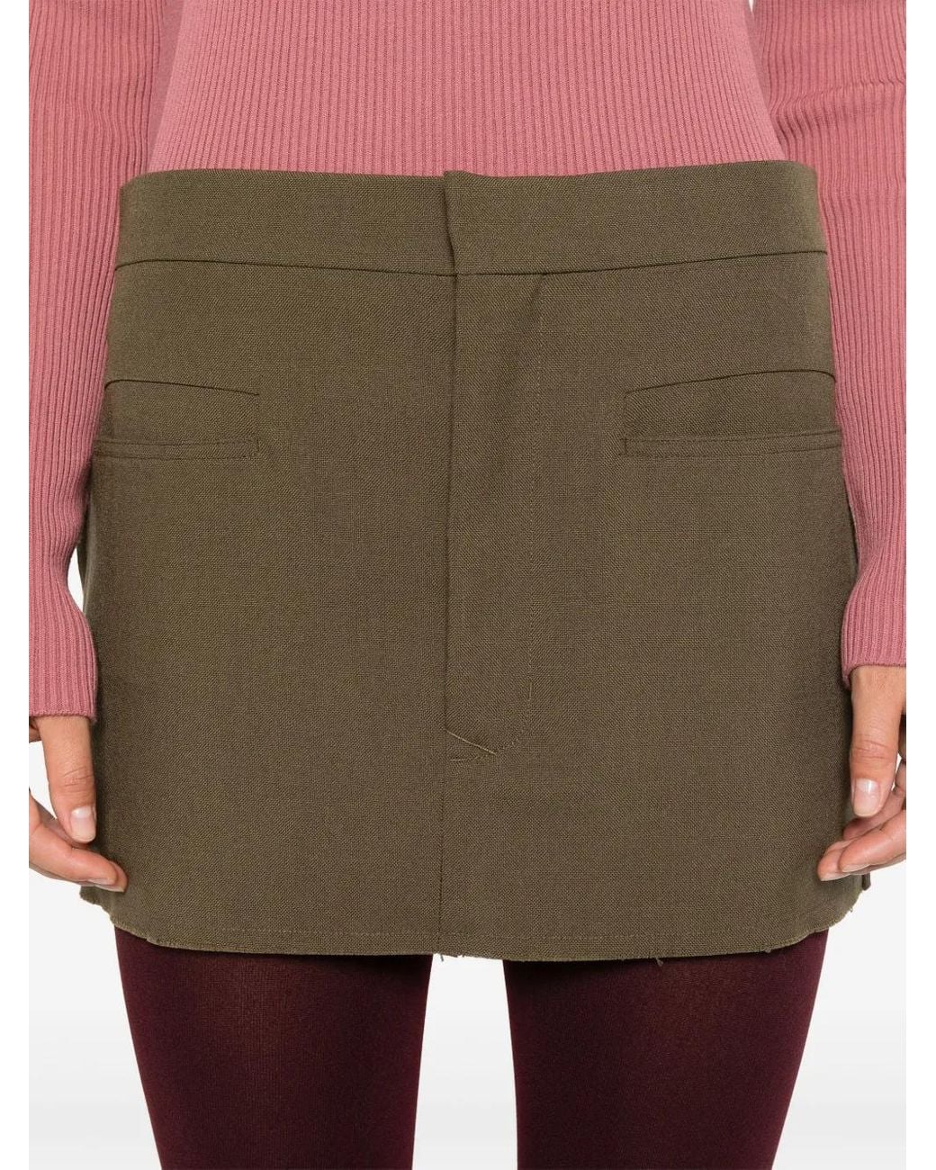 Rick Owens Green Cut-Off Mini Skirt