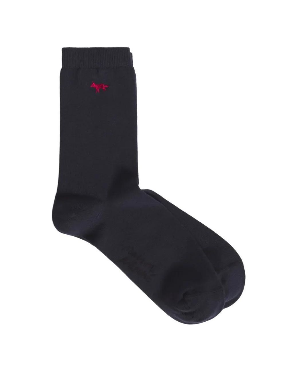 Maison Kitsuné Black Fox-Patch Ribbed-Trim Socks for men