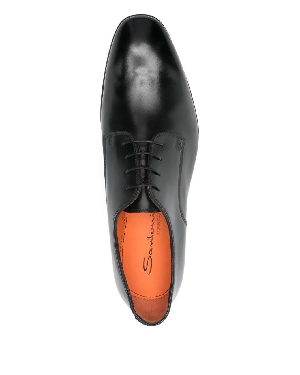 Santoni Black Block-Heel Derby Shoes for men