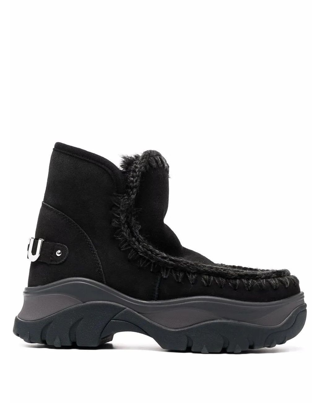 Mou Black Chunky Snow Boots