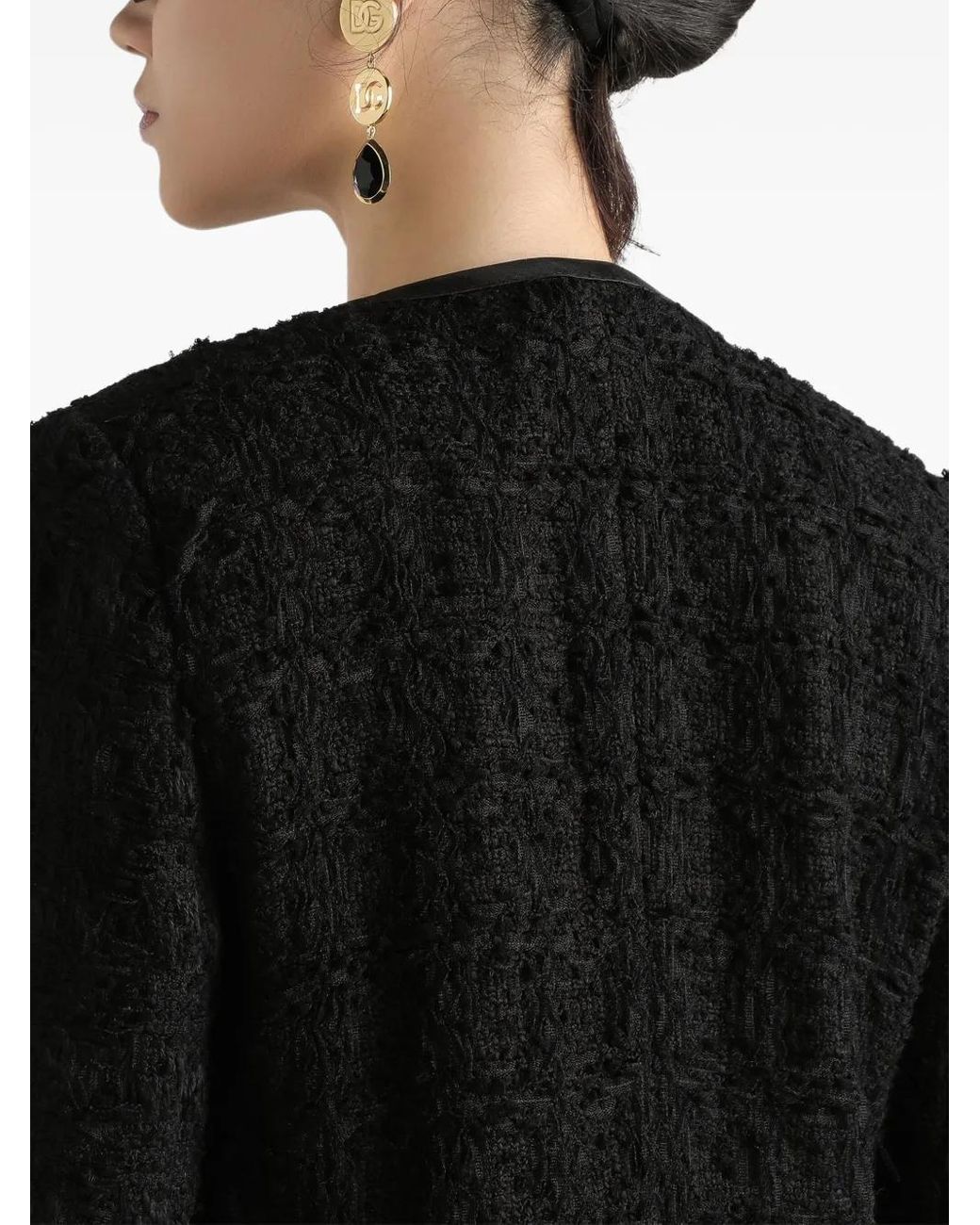 Dolce & Gabbana Black Textured Button-Up Jacket