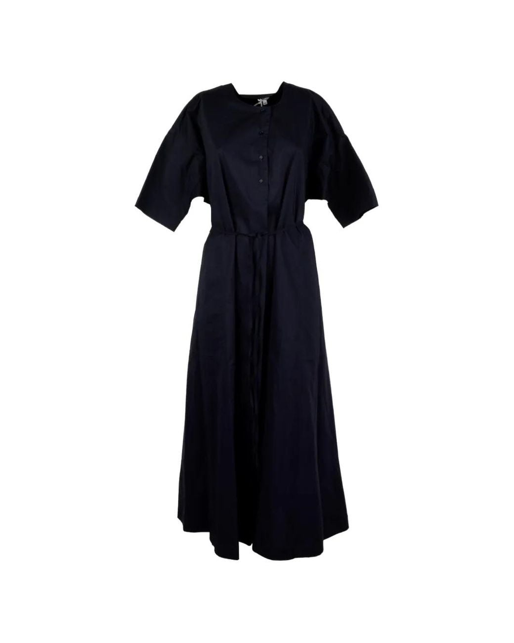 Aspesi Blue Belted Button-Front Maxi Dress
