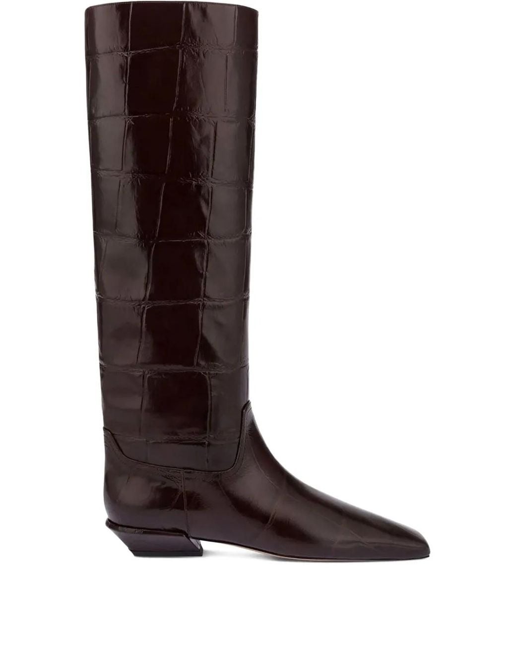 Paris Texas Brown Croc-Embossed Leather Boots