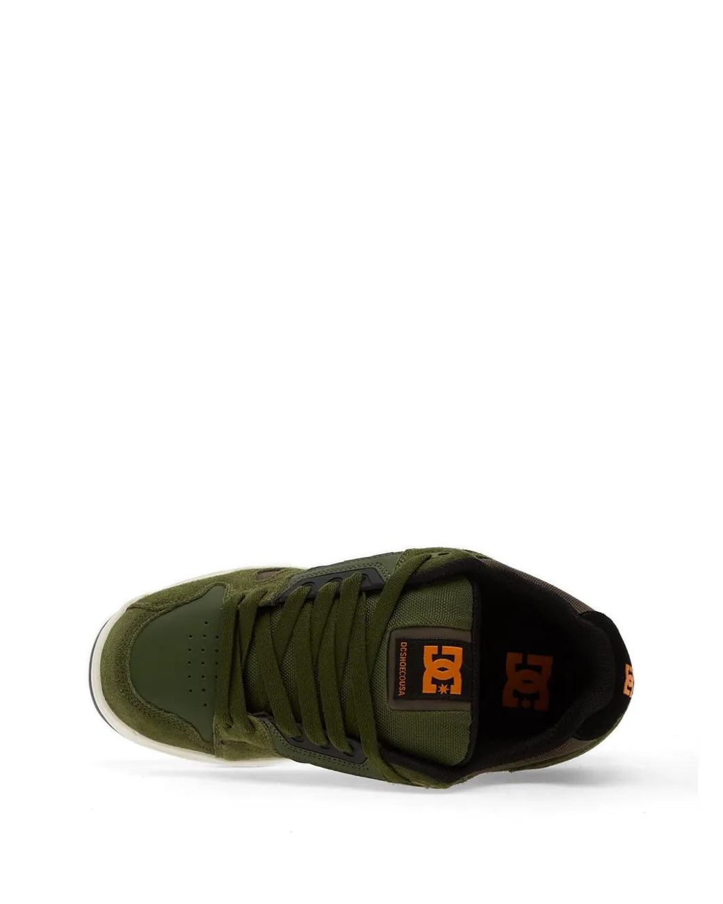 DC Shoes Green Suede-Panelled Perforated Sneakers for men