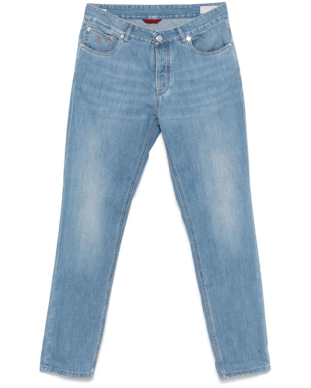 Brunello Cucinelli Blue Cuffed-hem Jeans for men