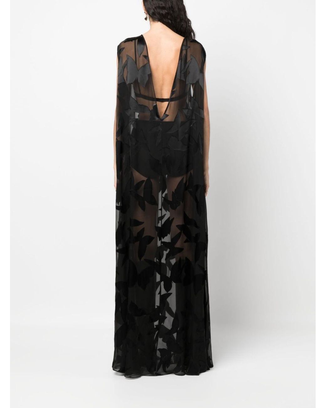 Robe longue à motif papillon en jacquard Saint Laurent en coloris Noir |  Lyst