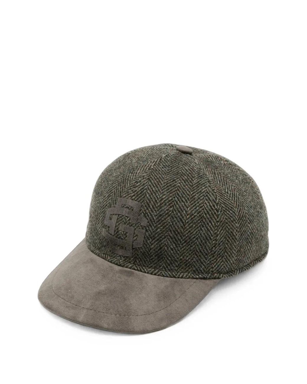 Gran Sasso Green Herringbone-Pattern Logo-Patch Cap for men