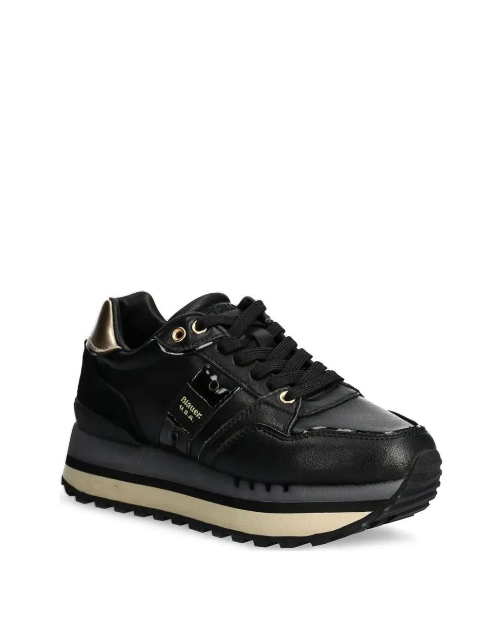 Blauer Black Panelled Sneakers