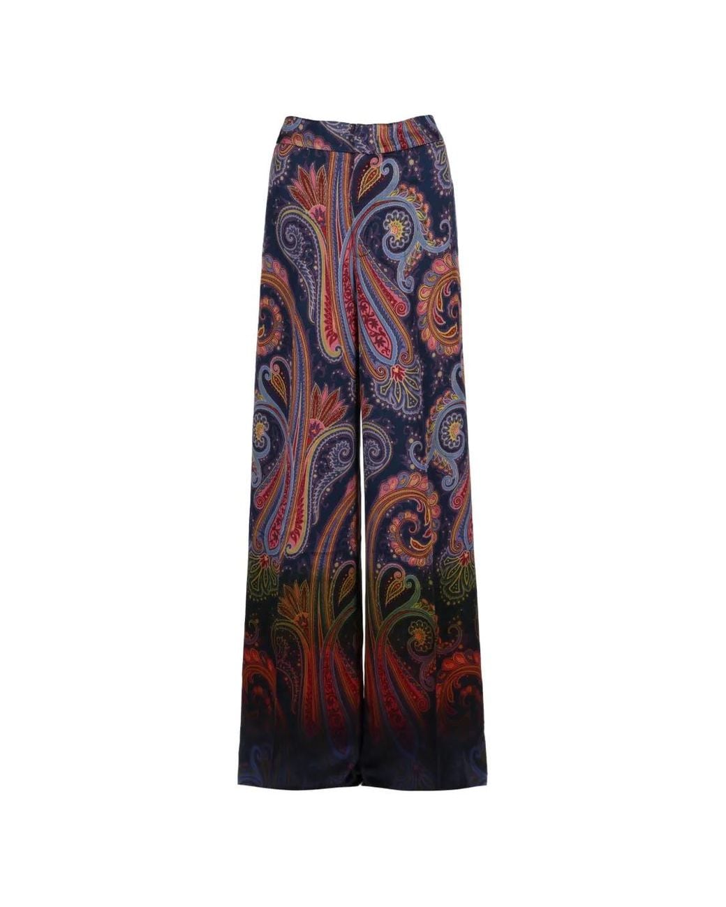 Etro Purple Paisley-Print Wide-Leg Trousers