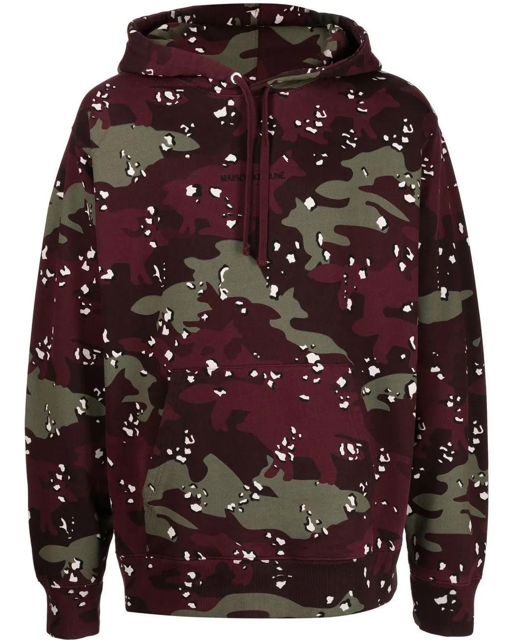 Maison Kitsuné Red Camouflage Pattern Hoodie for men