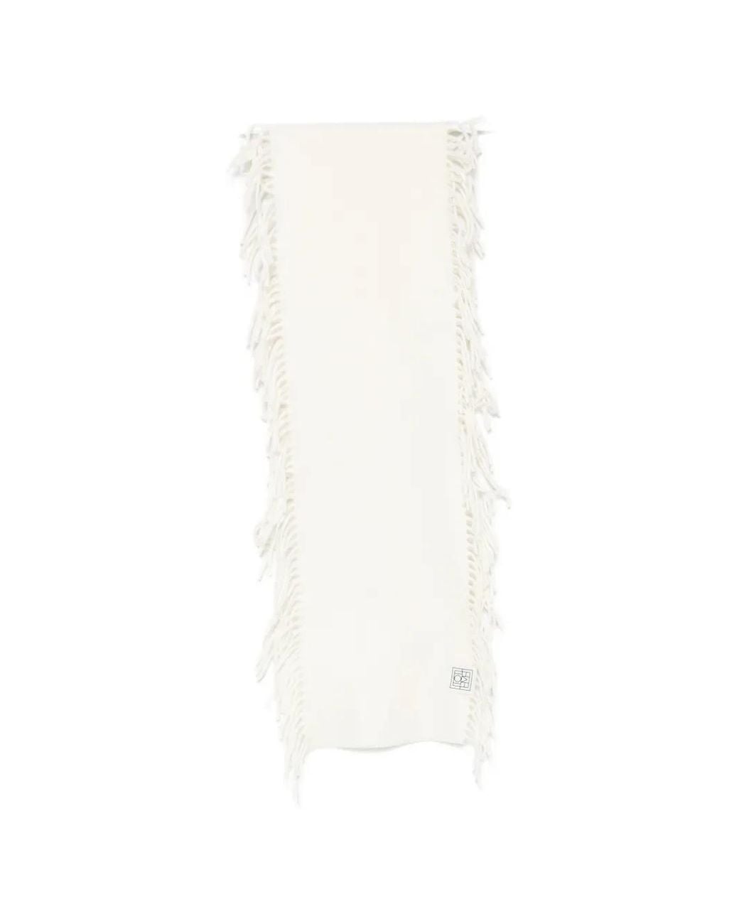 Totême White Fringed-Edges Scarf