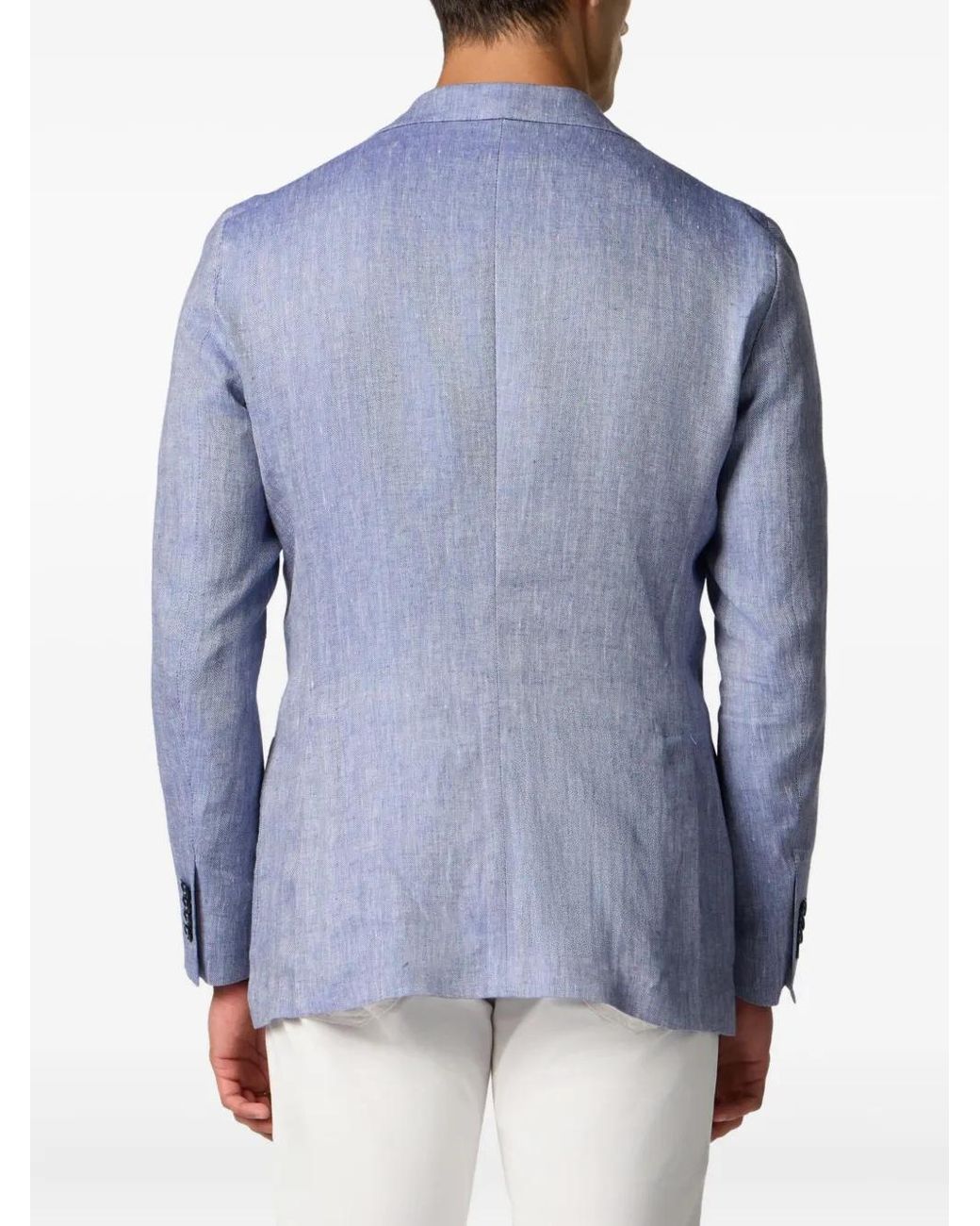 Brooks Brothers Blue Herringbone Linen Blazer for men