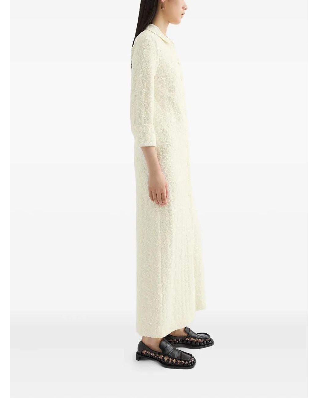Jil Sander Floral-Embellished Maxi Dress in White | Lyst