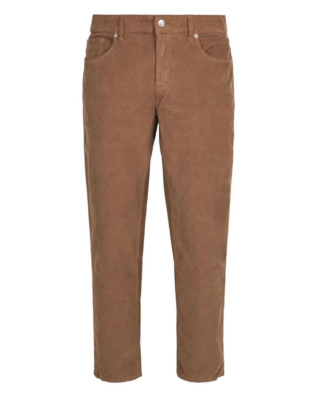 Department 5 Brown Logo-Patch Corduroy Trousers for men
