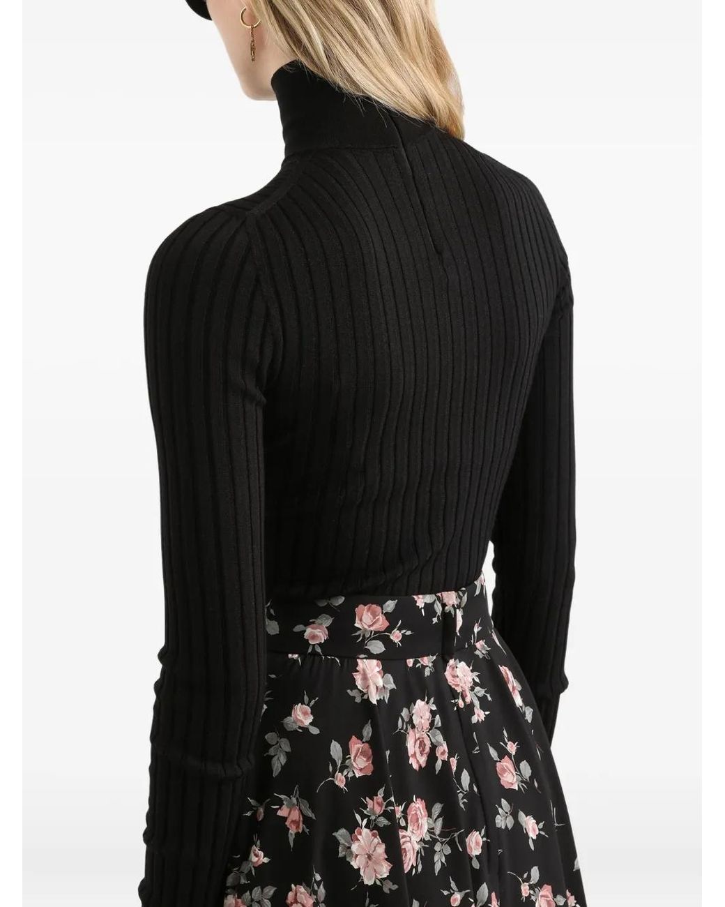 Dolce & Gabbana Black Pull Côtelé À Col Roulé