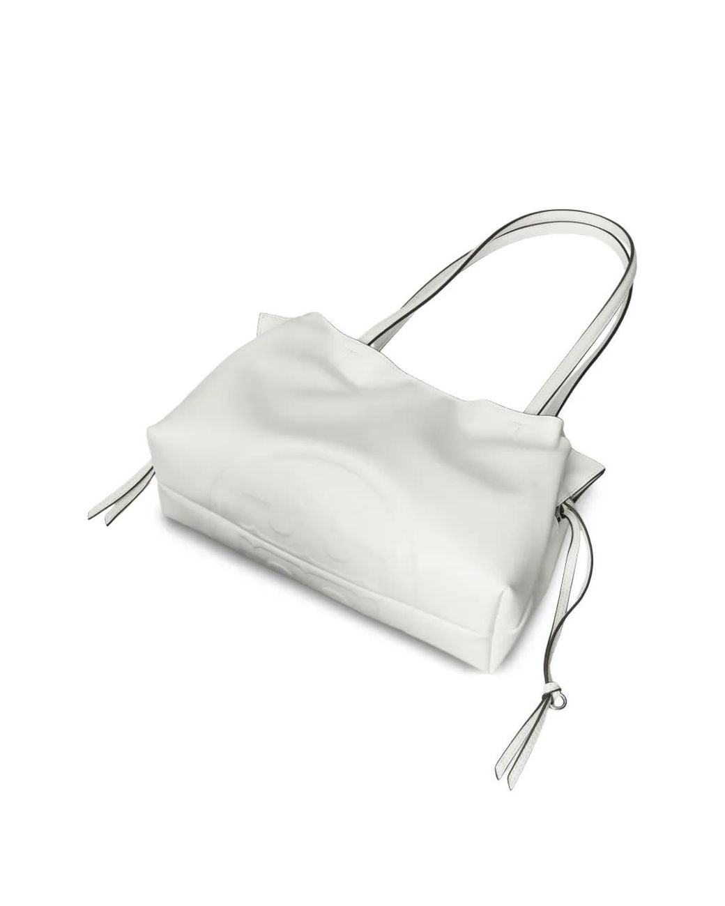 Tory Burch White Small Ella Natuura Drawstring Tote