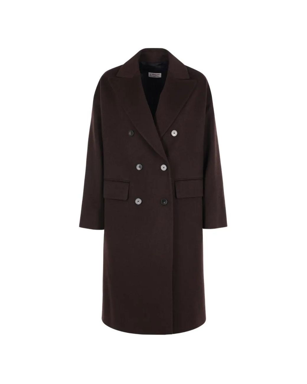 Alberto Biani Brown Double-Breasted Notched-Lapels Coat