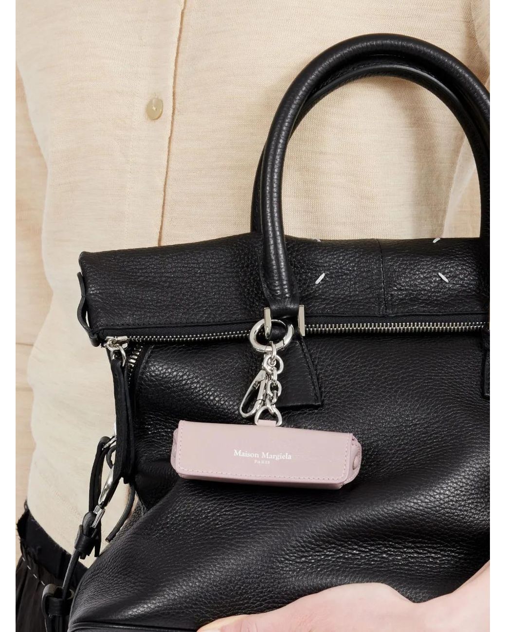 Maison Margiela Gray Leather Lipstick Holder Charm
