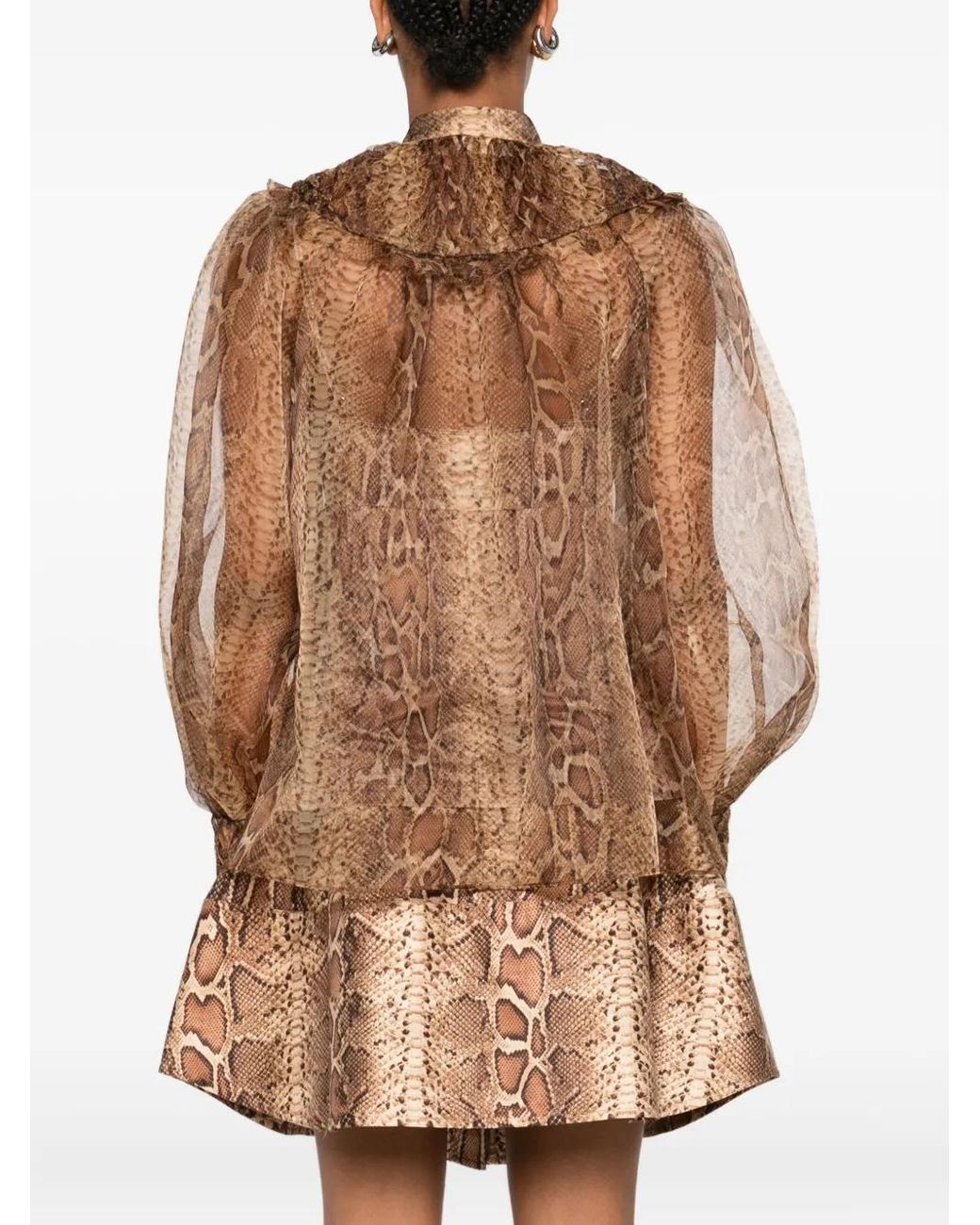 Zimmermann Brown Printed Silk Shirt