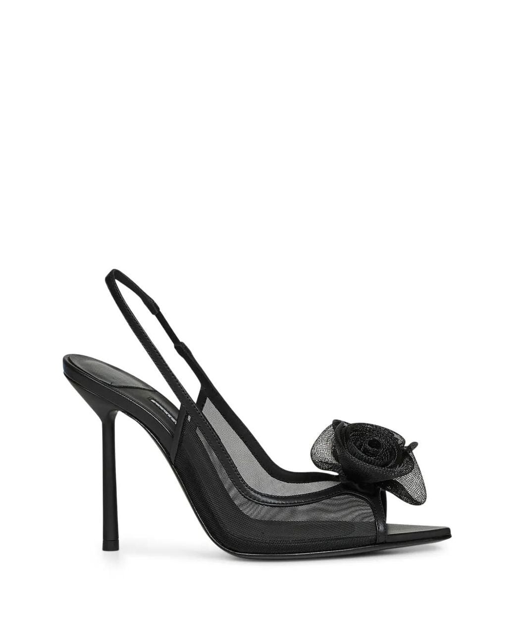 Le Silla Black Rose-Detail Heeled Sandals