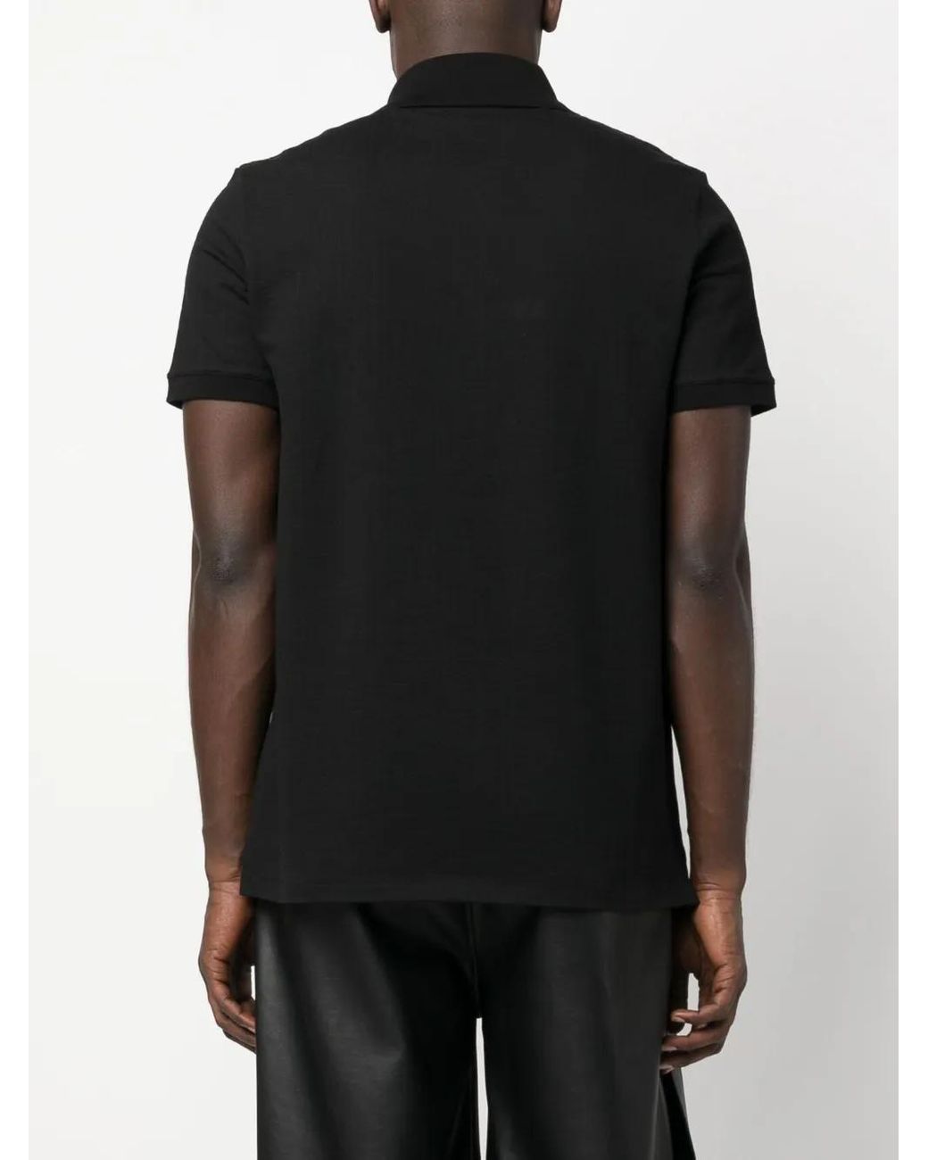 Balmain Black Piqué Polo Shirt With Monogram Motif for men