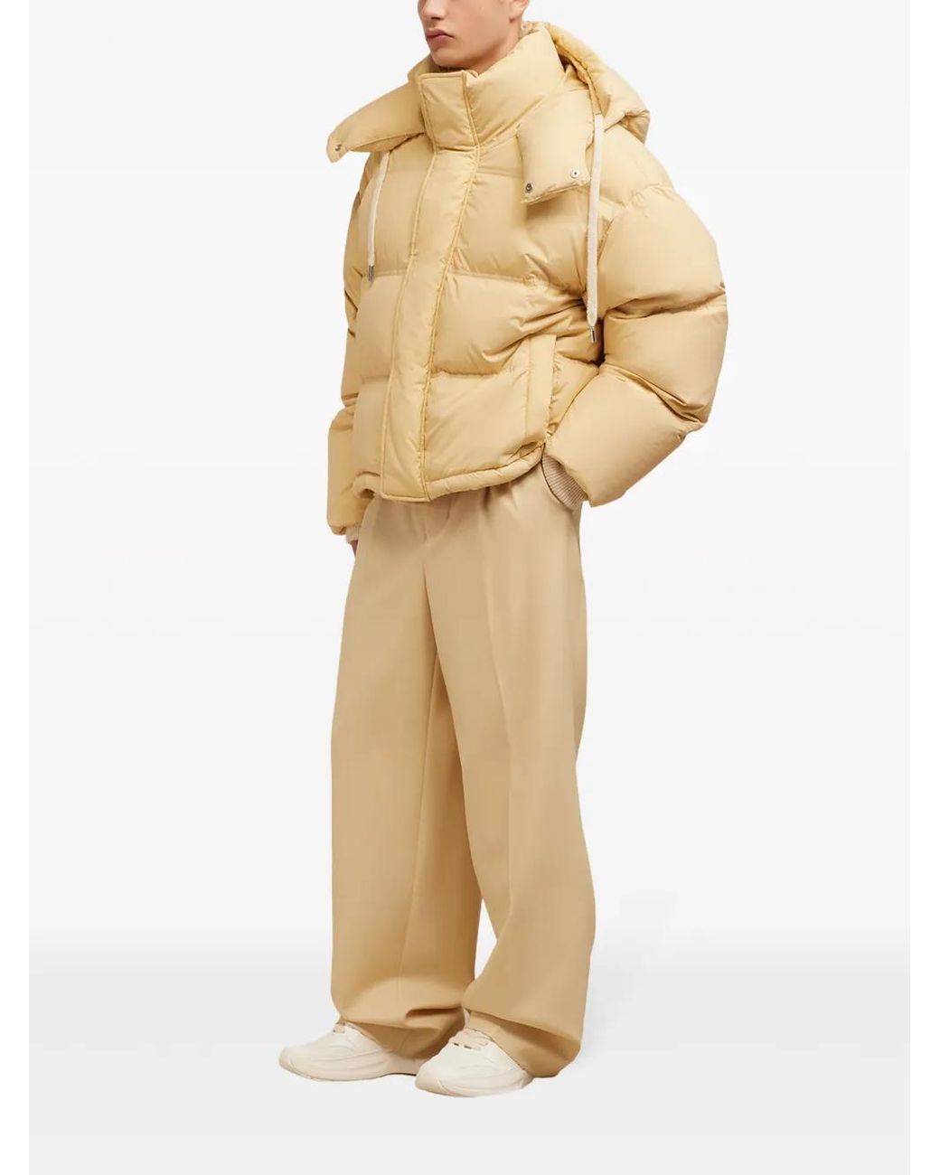 AMI Natural Logo-Patch Padded Jacket