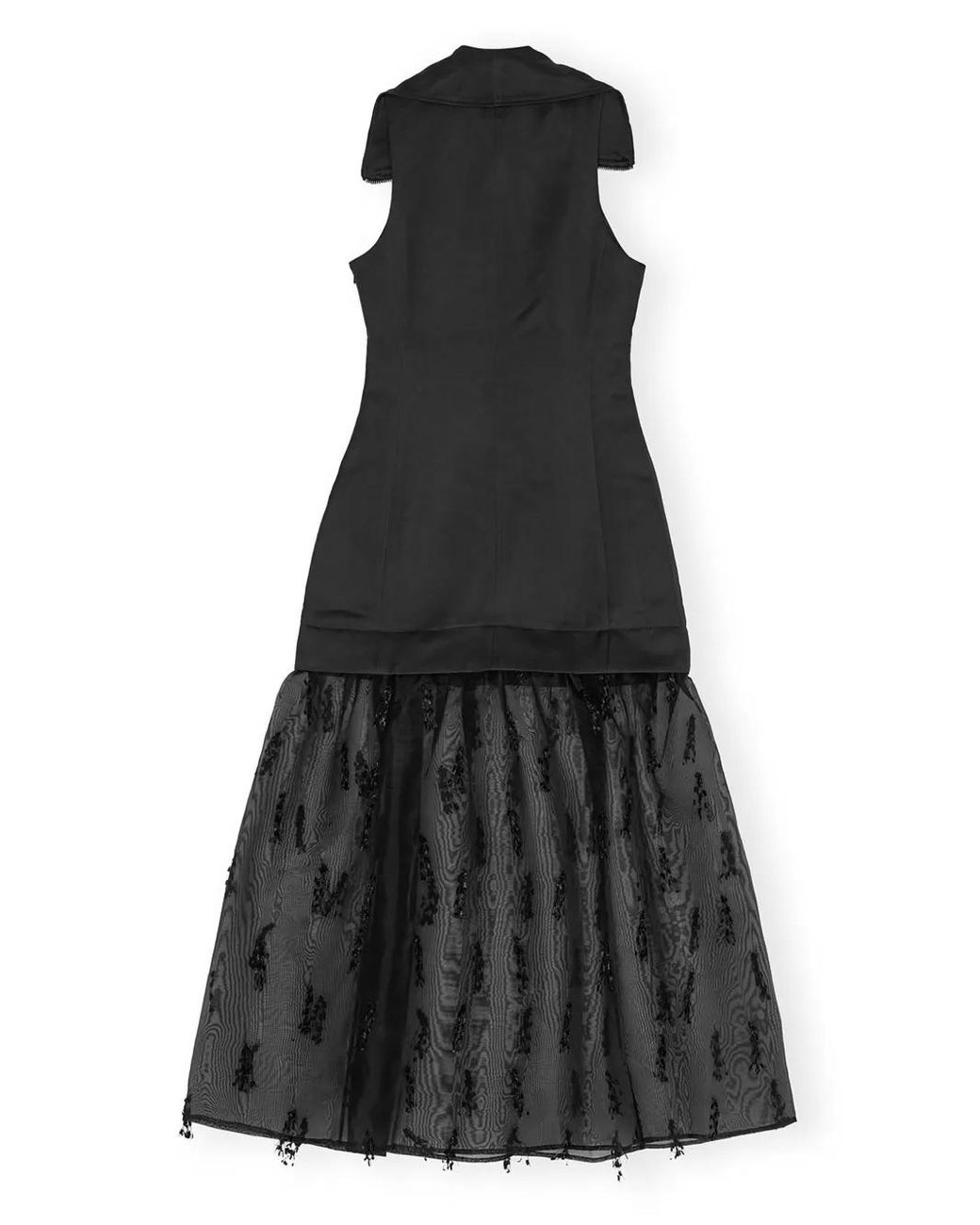 Ganni Black Fringed Light Knit Long Dress