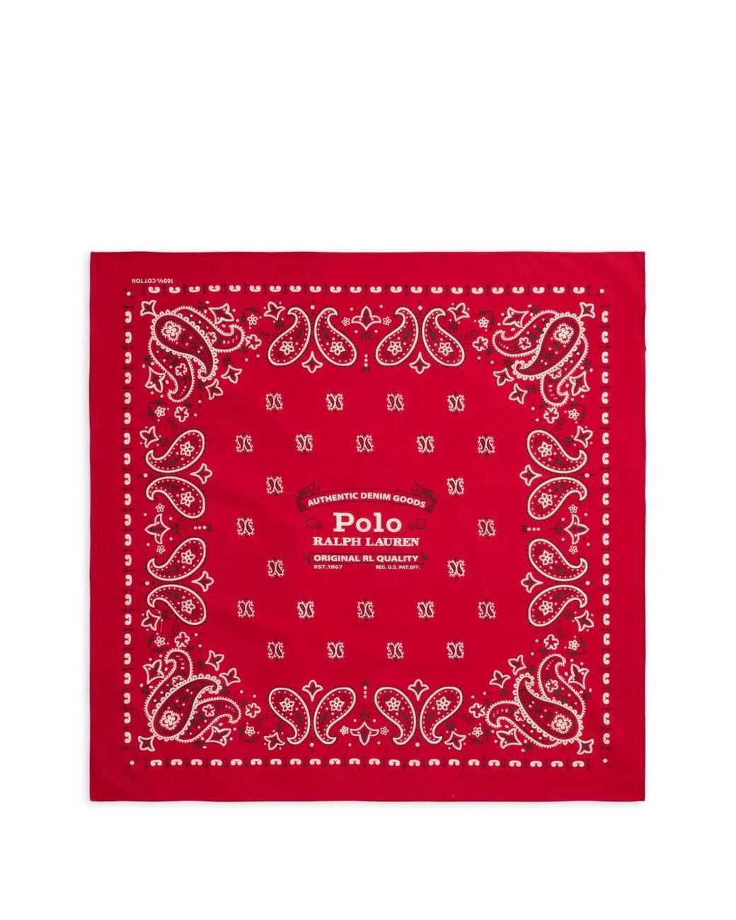 Polo Ralph Lauren Red Cotton Bandana With Contrasting Paisley Pattern And Logo Lettering for men