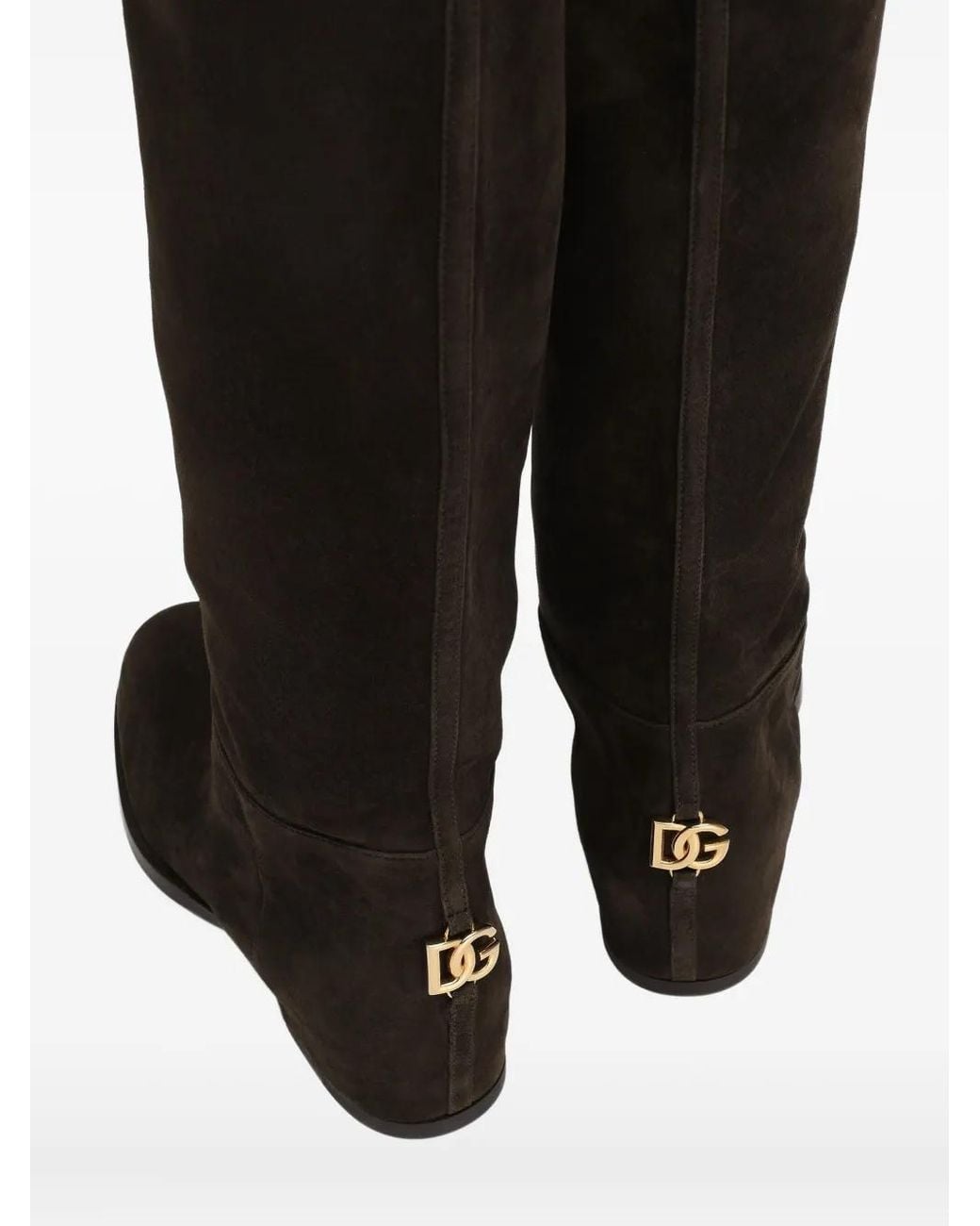 Dolce & Gabbana Black Dolce & Gabbana Suede Boots With Logo Plaque