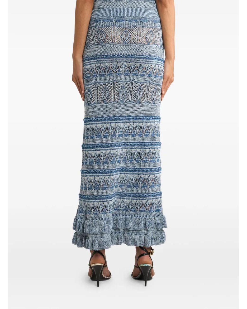 Falda larga con volantes Etro de color Blue