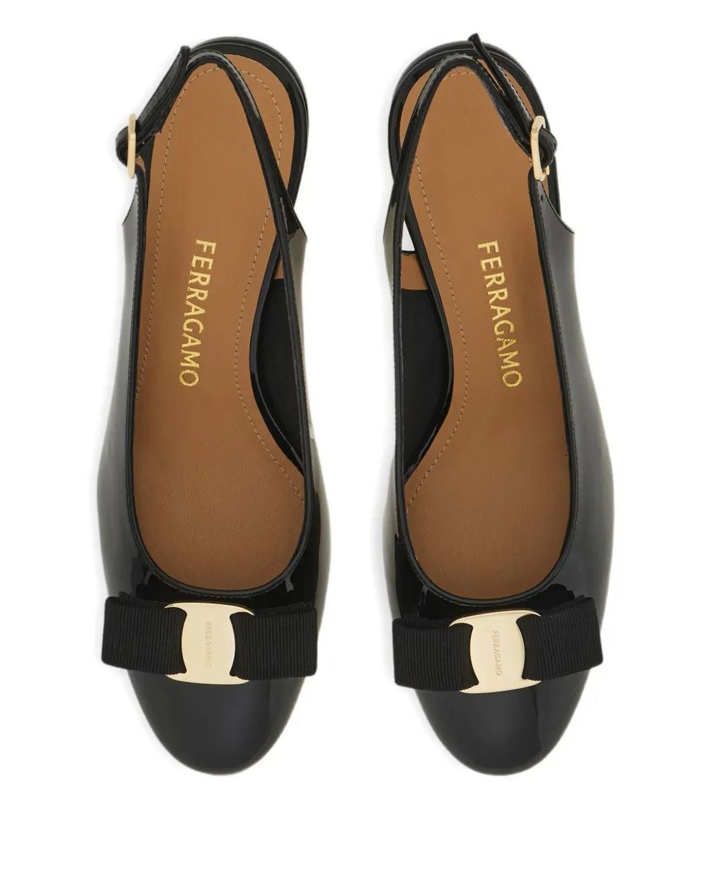 Ferragamo Black Leather Slingback Pumps