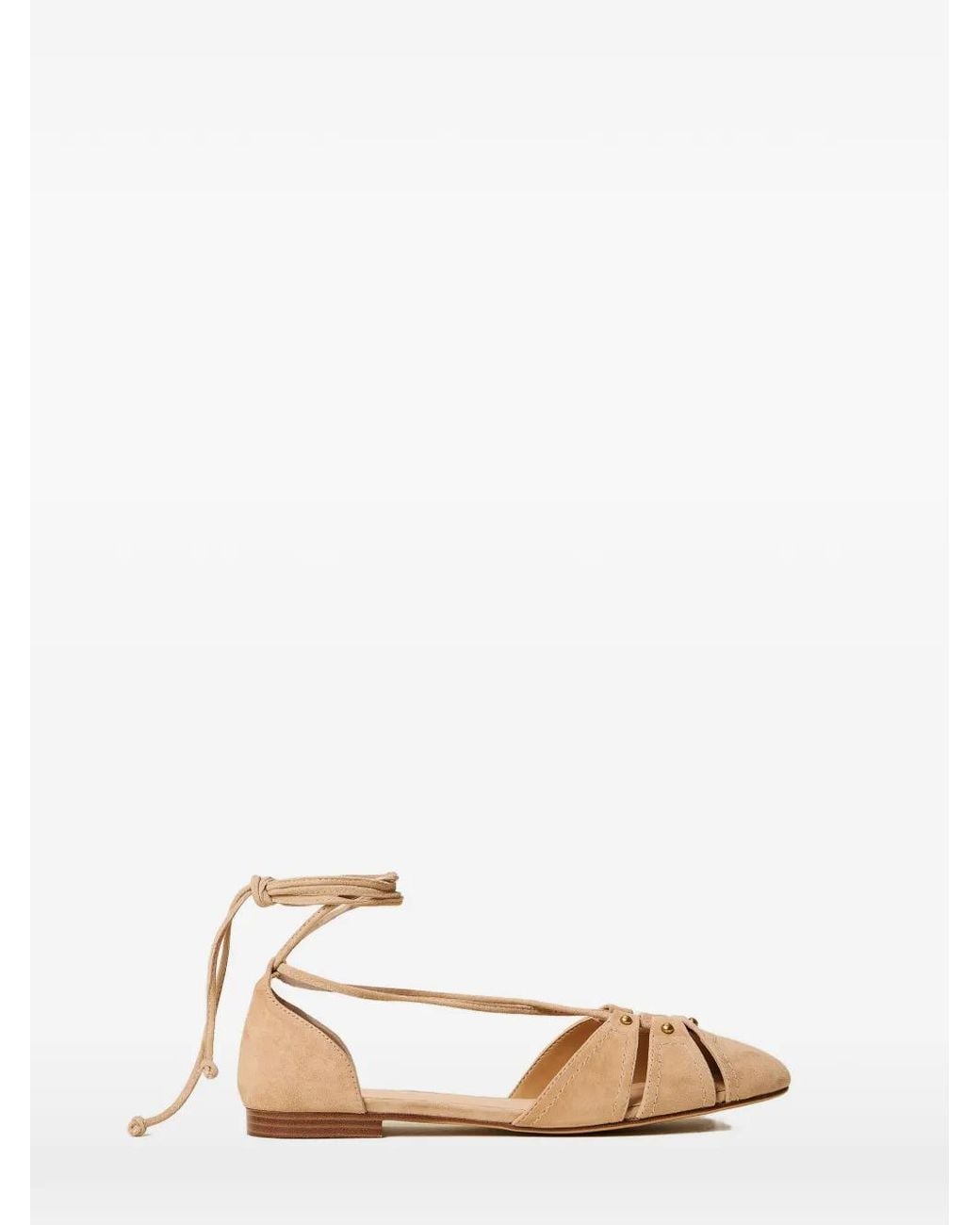 Twinset White Suede Ballet Flats